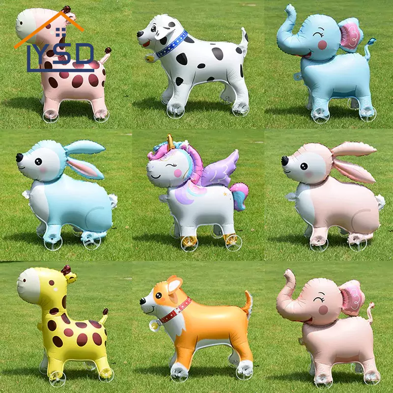 2025 New Walking Wheeled Animal 3D Foil Balloon Children's Birthday Balloon