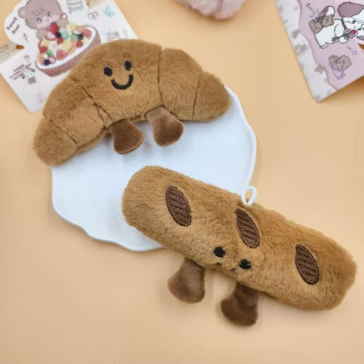 Furry Bread Shaped Hanging Keychain