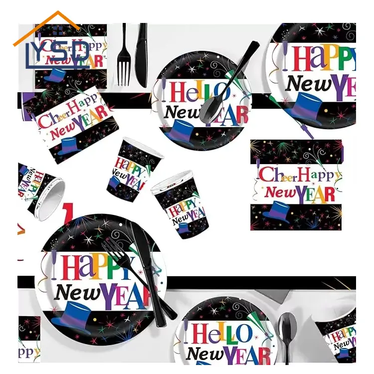New Year-Themed Disposable Tableware Set