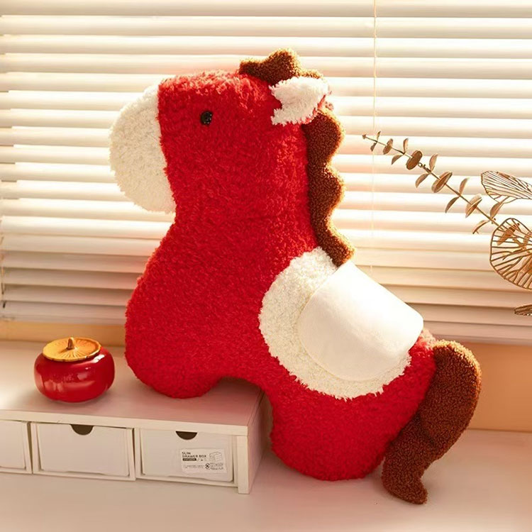 Tear-Resistant Red Plush Horse